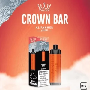 alfakher crown bar peach ice – 8000 puffs