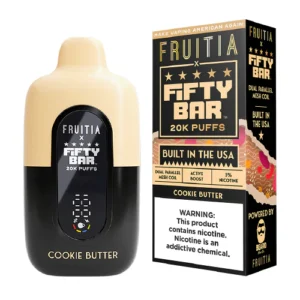 cookie butter disposable vape (20000 puffs) by fruitia x fifty bar