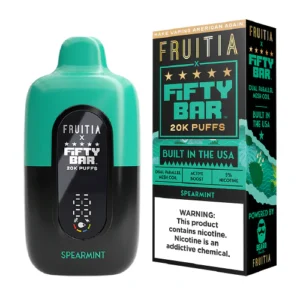 spearmint disposable vape (20000 puffs) by fruitia x fifty bar