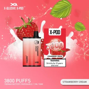 x qlusive x pod strawberry cream – 3800 puffs